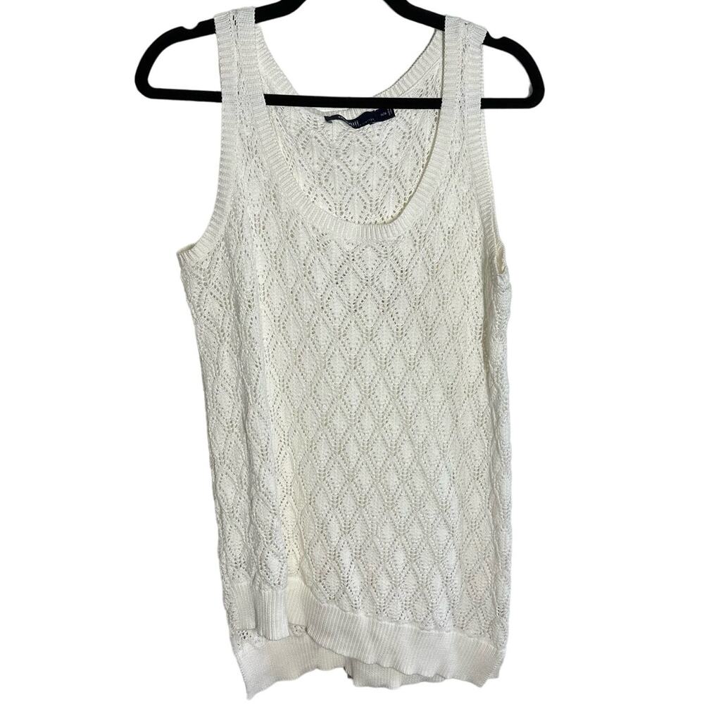 Eloquii Women's White Crochet Knit Tank Top Size 14/16 Sleeveless Summer Resort